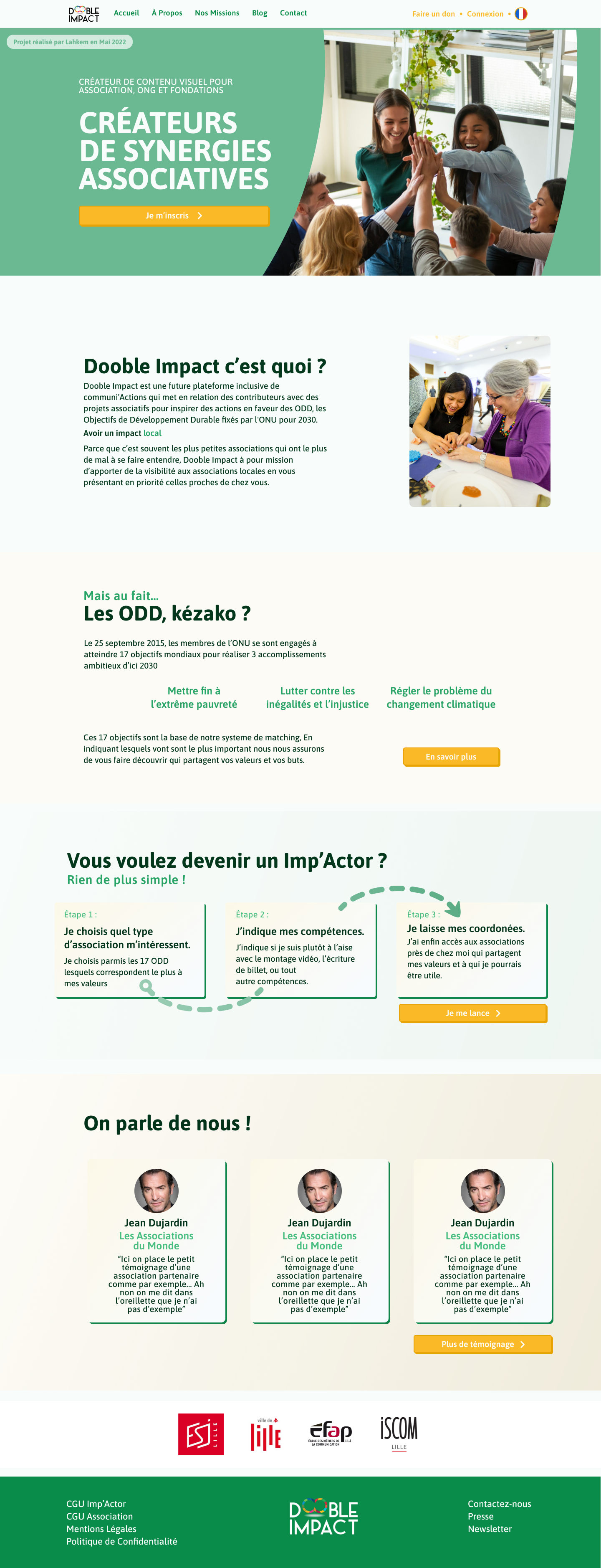 Redesigned Dooble Impact homepage